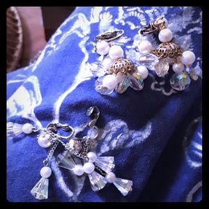 Vintage dangling clip on ear rings
